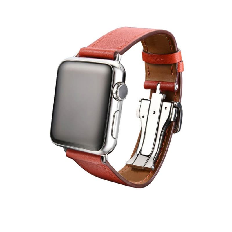 Apple Watch 42mm Läder Armband med Fjärilsspänne