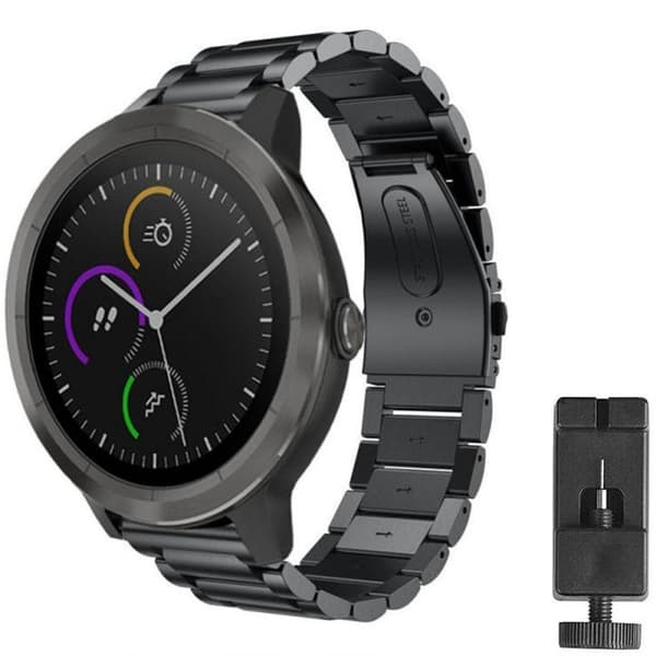 Rustfritt stål armbånd Garmin VivoActive 3 - Svart