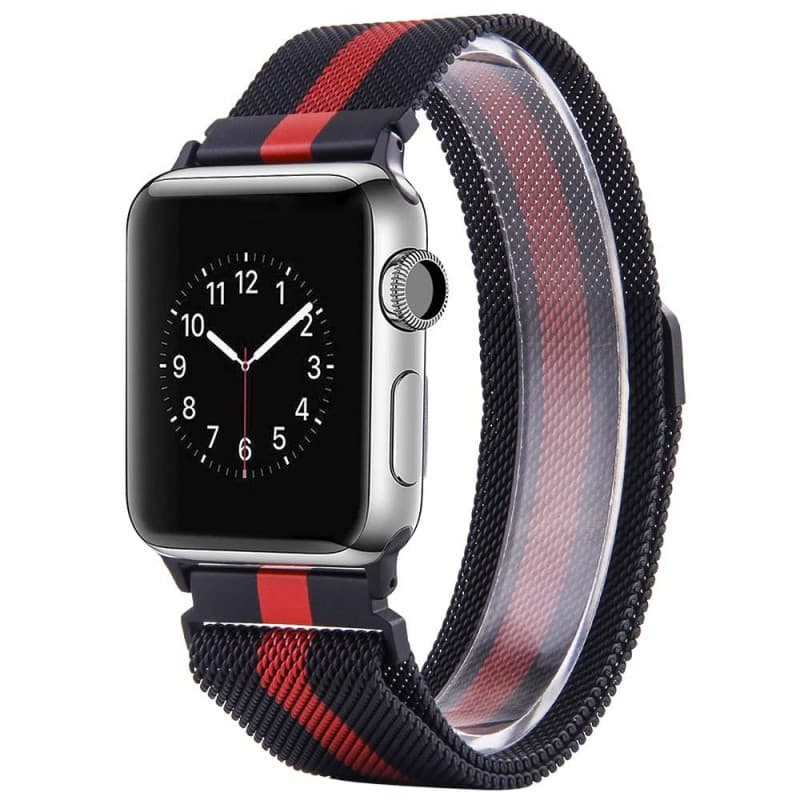 Apple Watch 4 (44) Armband Milanese - Svart/Röd