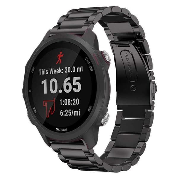 Rustfrit stål armbånd GARMIN Forerunner 245 / 245M - Sort
