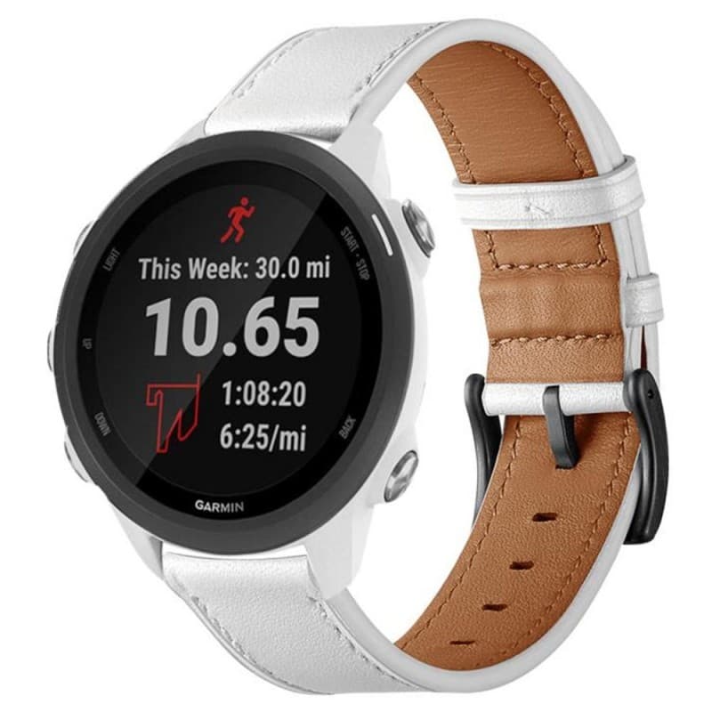 Läder Armband GARMIN Forerunner 245 / 245 Music - Vit