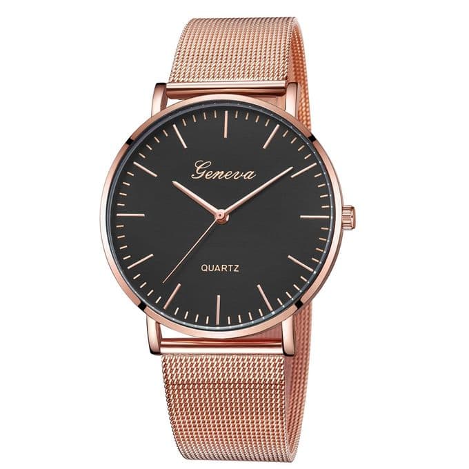 Klocka Armbandsklocka Geneva Roséguld Mesh Rose / Svart urtavla