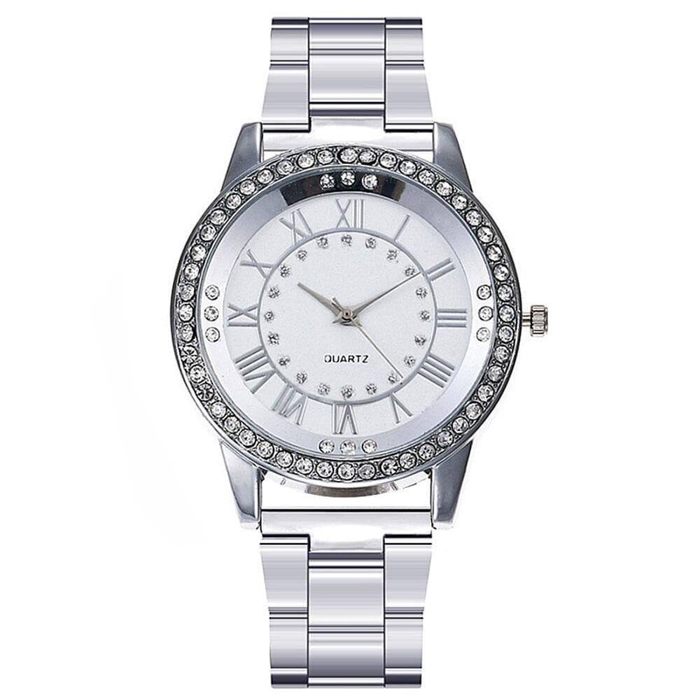 Elegant damklocka i rostfritt stål med strass - Olika färger