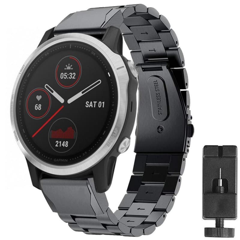 Armband rostfritt stål Garmin Fenix 6 / 6 Pro - Svart