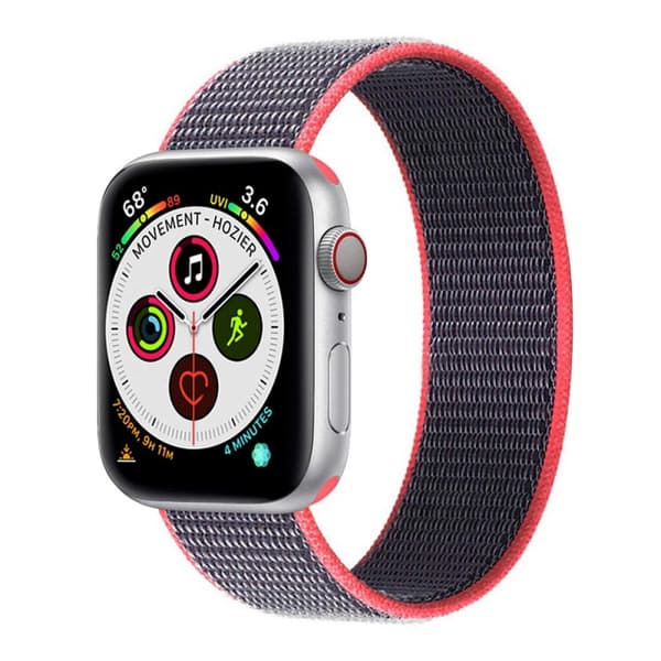 Apple Watch 5 (44mm) Nylon Armbånd - Electric pink