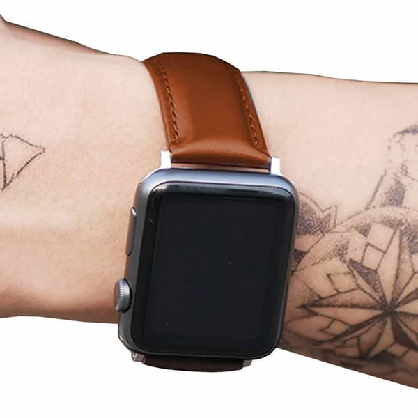 Apple Watch 42/44/45 1/2/3/4/5/6/7/katso ruskea nahkaranneke
