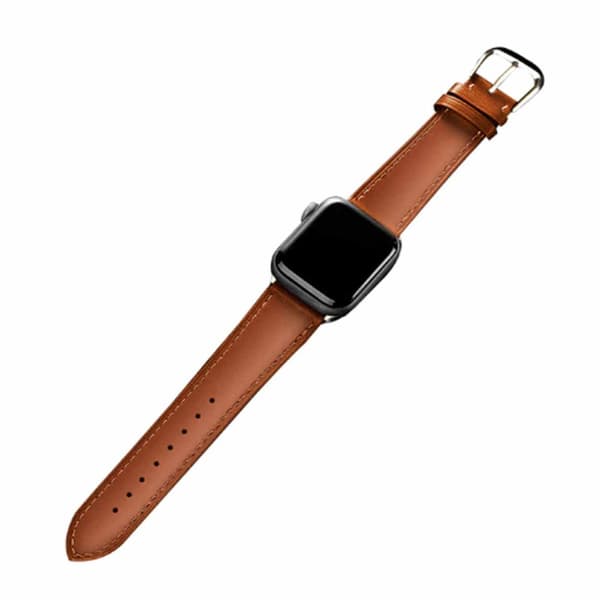 Apple Watch 42/44/45 1/2/3/4/5/6/7/katso ruskea nahkaranneke