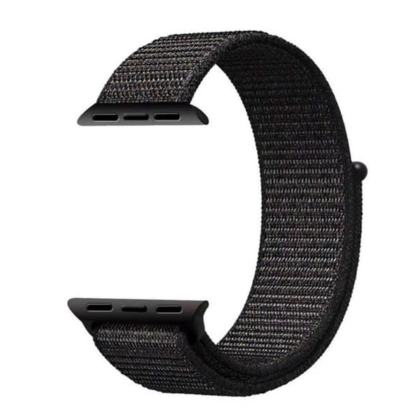 Apple Watch 42/44/45 Nylon Armbånd Black Sportloop Velcro