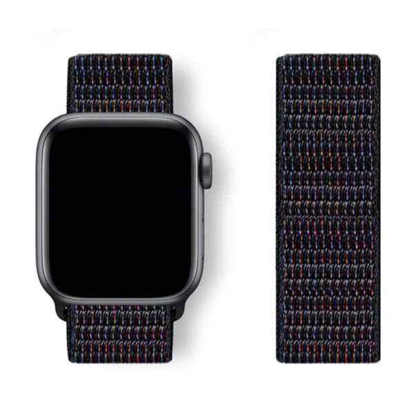 Apple Watch 42/44/45 Nylon Armbånd Black Sportloop Velcro