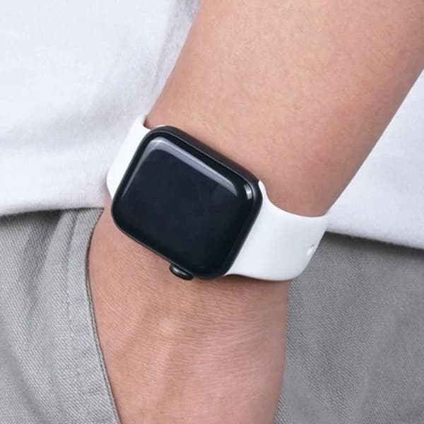 Apple Watch -yhteensopiva 42/44/45/49 1-8/SE/ULTRA-silikonirannekoru silikoni valkoinen