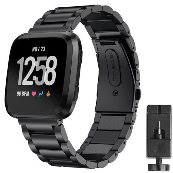 Armbånd Rustfritt stål Fitbit Versa 2 - Svart