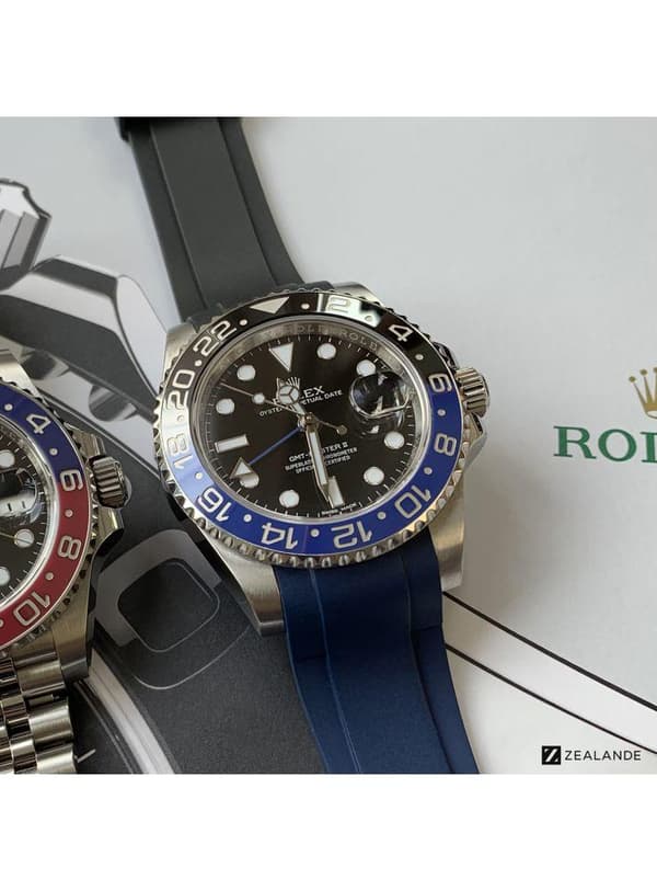 Rubber strap Passar till Rolex Submariner, GMT och Omega seamaster färg Blå