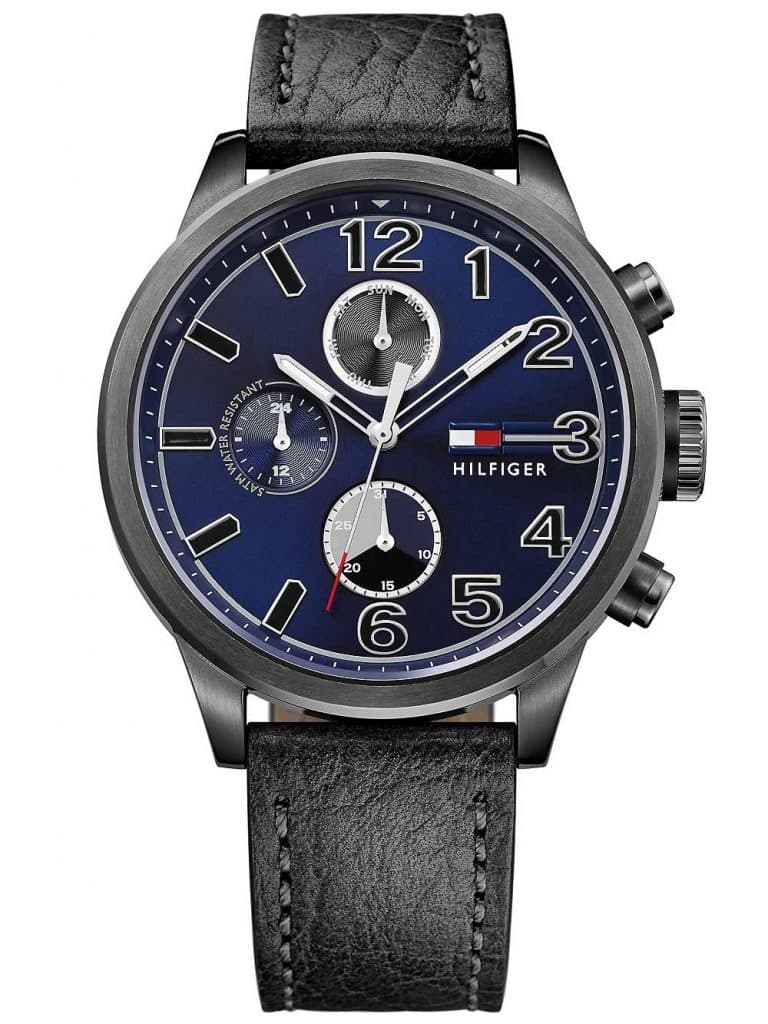 Tommy Hilfiger, Jackson, svart läder, 1791241 herrklocka