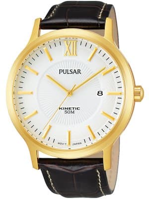 Pulsar PAR182X1 herrklocka gold brun Kinetic 5 ATM