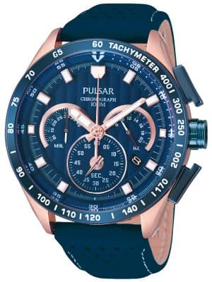 Pulsar PU2082X1 Chronograph blau rosegold 44 mm 10 ATM