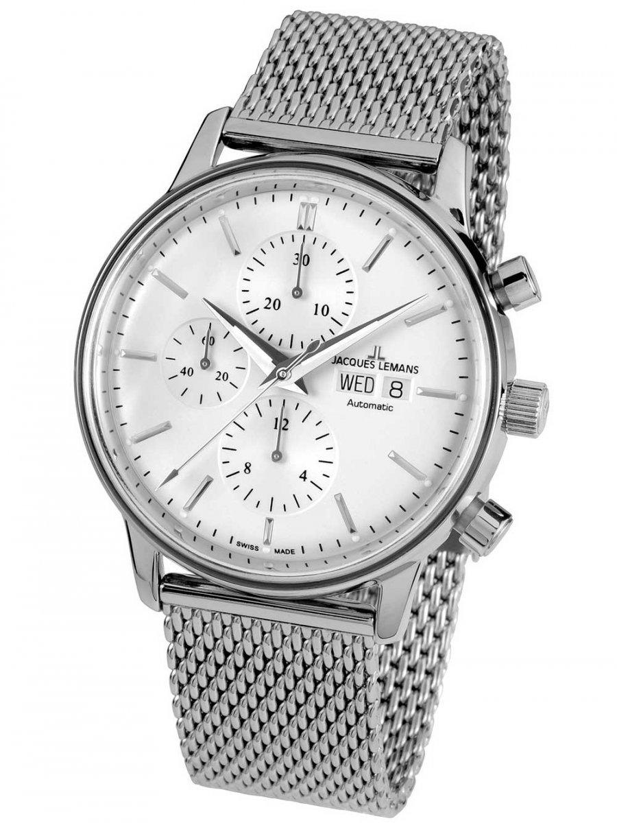 Jacques Lemans N-208E Retro Classic Herr Chrono Automatik 44mm 5ATM