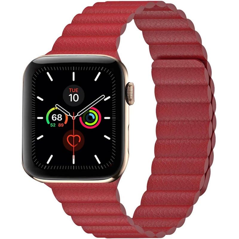 Apple Watch 5 (44mm) Leather loop band - Röd