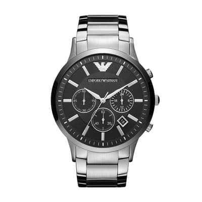 NY Emporio Armani AR2460 rustfrit stål mænds ur - Sort / Sølv