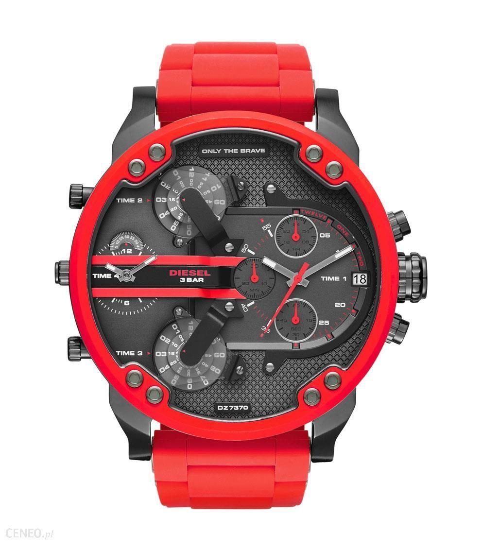 NEW DIESEL DZ7370 MR BIG DADDY RED SILICONE BLACK DIAL MENS WATCH