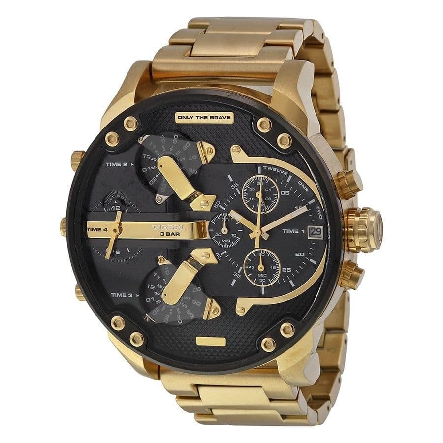 NEW DIESEL DZ7333 Daddy 2.0 Chronograph Watch Gold/Black