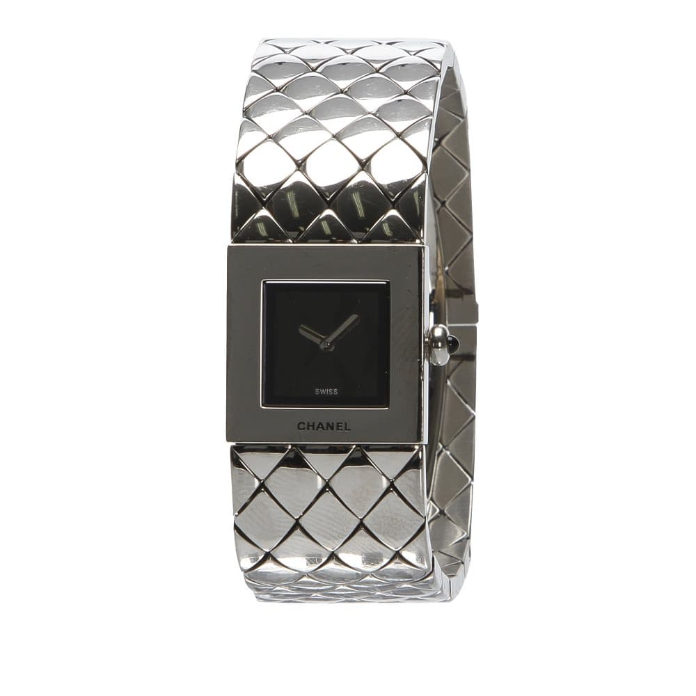 Chanel Quilted Mademoiselle Watch Silver