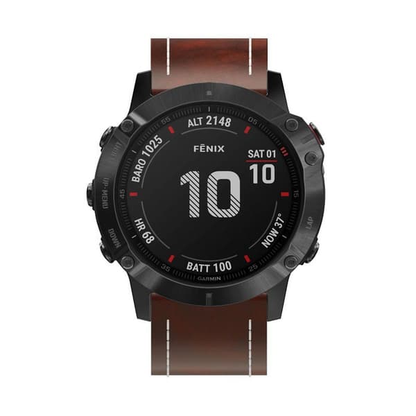 Nahkarannekoru Garmin Fenix 6X / 6X Pro - ruskea