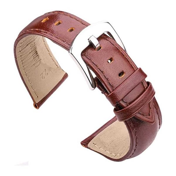 Klockarmband Brunt PU-Läder 18/20/22mm - Stålspänne Brun