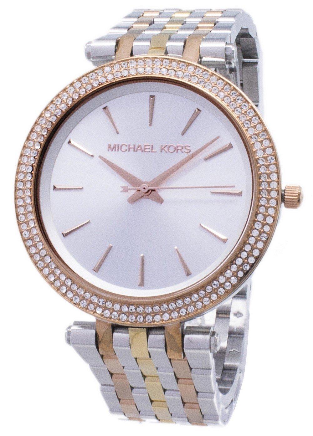 Michael Kors Silver Dial Tri-tone Crystals MK3203 Women's Watch