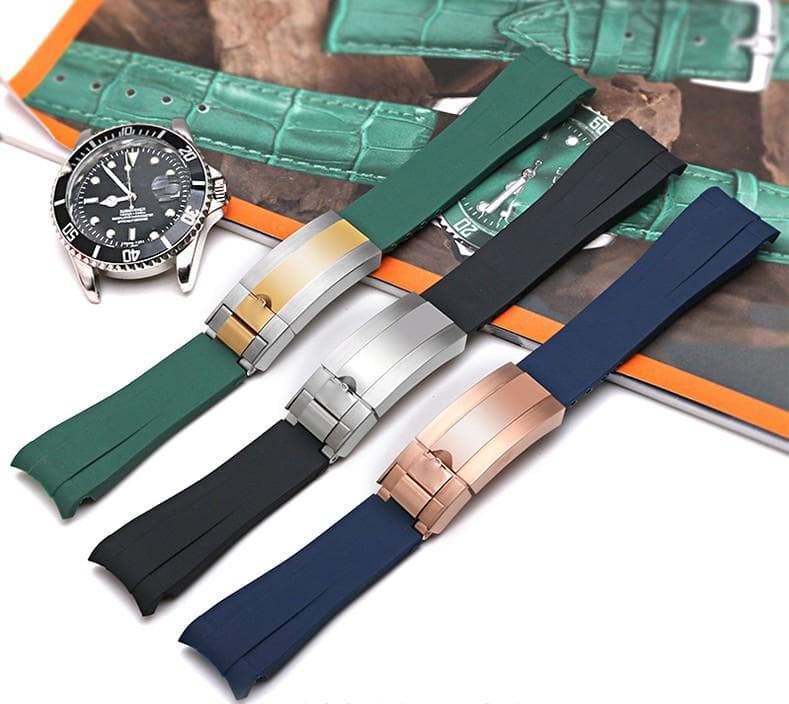 Klockarmband för omega seamaster & rolex, svart (k)