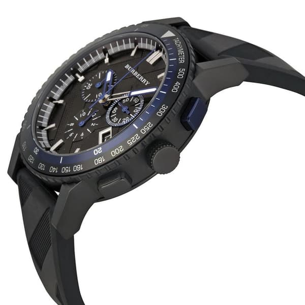 Burberry BU9806 City Chronograph musta kellotaulu musta kuminen miesten kello