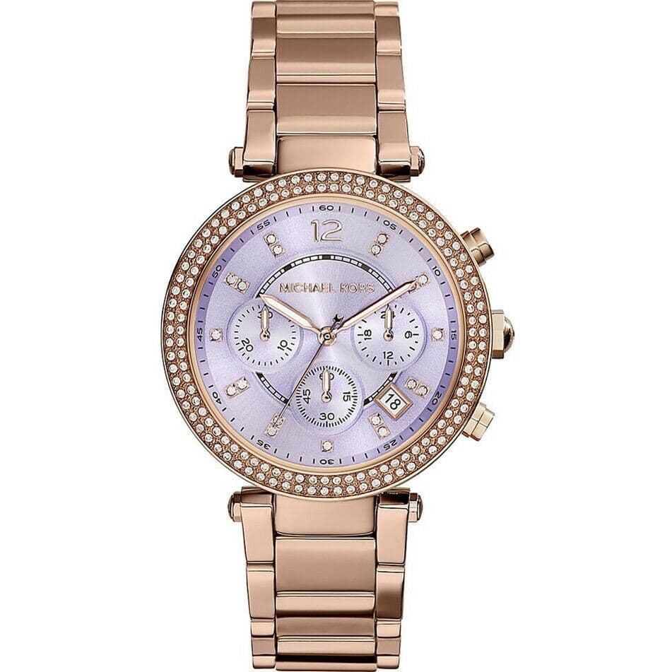 Michael Kors MK6169 Parker Purple Dial Rose Gold Tone Ladies Watch