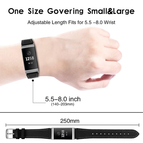 INF Fitbit Charge 3/4 armband Läder Svart