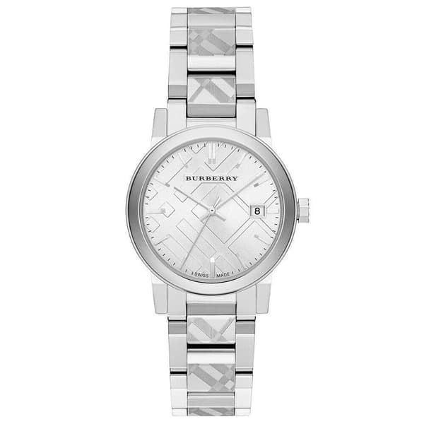 Burberry BU9144 Silver Check Stamped Dial Damklocka