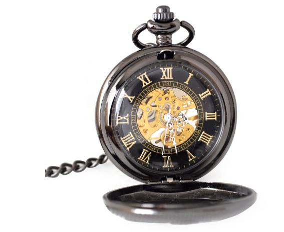 Retro pocket watch, romerska siffror, mörk metall
