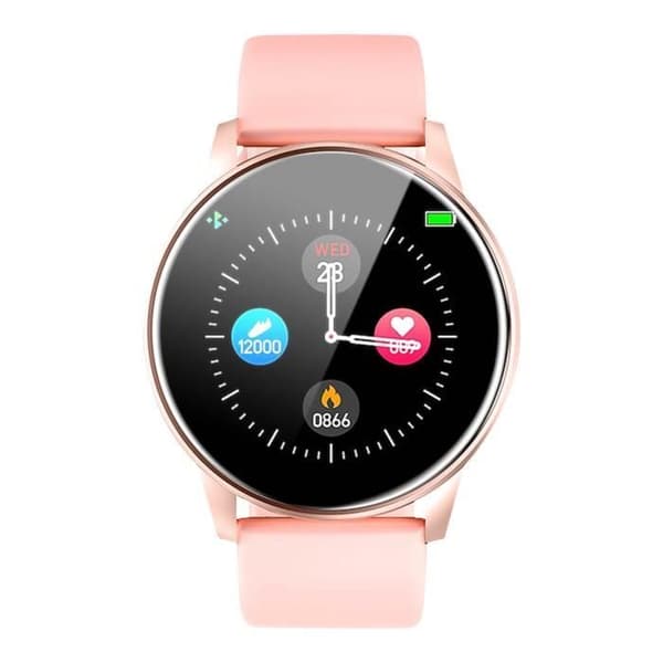 Ansluten klocka Touch Screen Round HD North Edge Rosa silikonband Rosa