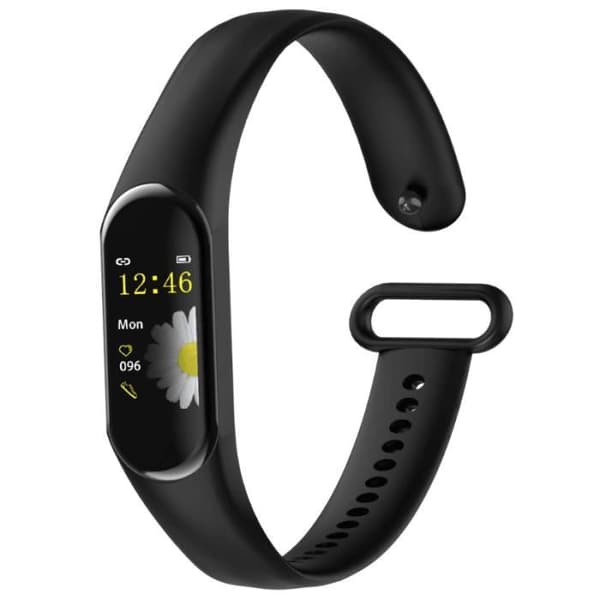 Bluetooth-ansluten klocka - Maxcom FW20 mjukt smartband - vibrerande väckarklocka och vibrerande larm - push-meddelanden från telefonen Svart