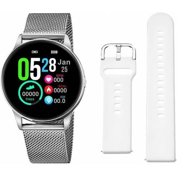 Smartwatch dam Lotus stål/silikon vit - Armband stål dam - Lotus - Materialfärg: Vit