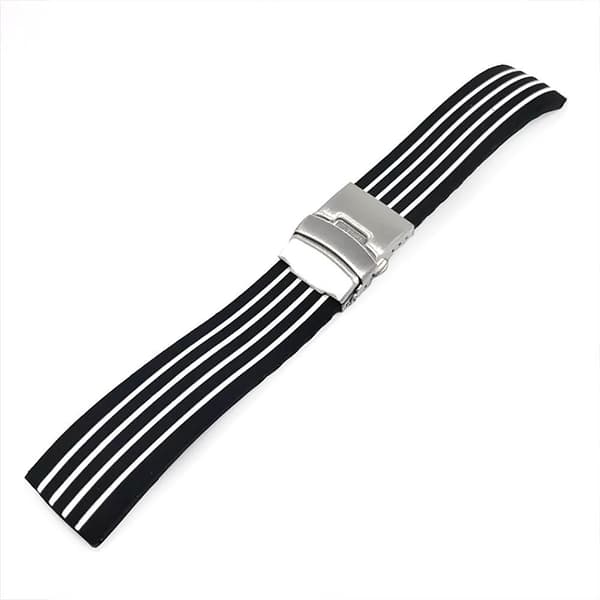 Klockarmband Ränder Silikon m metallspänne 20 mm - Välj färg Vit