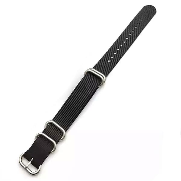 Klockarmband Natoband / nylonband Rounded 20 mm - Välj färg Svart