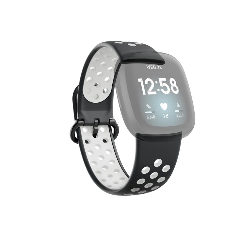 Hama Sportarmband till Fitbit Versa 3/4/Sense (2), klockarmband som andas, svart.