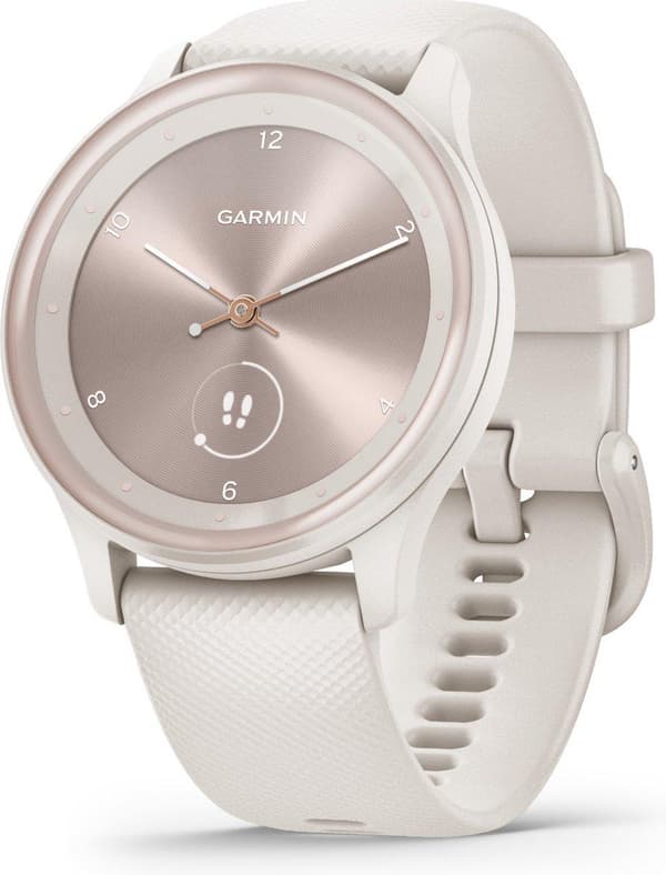 Garmin Vivomove Sport Hybrid -älykello - Oikeat kädet - Piilotettu kosketusnäyttö - Yhdistetty GPS - Ivory/Peach Gold