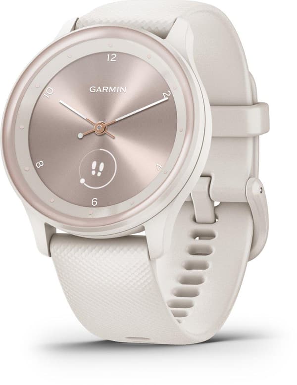 Garmin Vivomove Sport Hybrid -älykello - Oikeat kädet - Piilotettu kosketusnäyttö - Yhdistetty GPS - Ivory/Peach Gold
