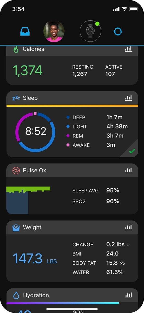 Garmin Vivomove Sport Hybrid smartwatch - Rigtige visere - Skjult touchskærm - Tilsluttet GPS - Cool mint/sølv