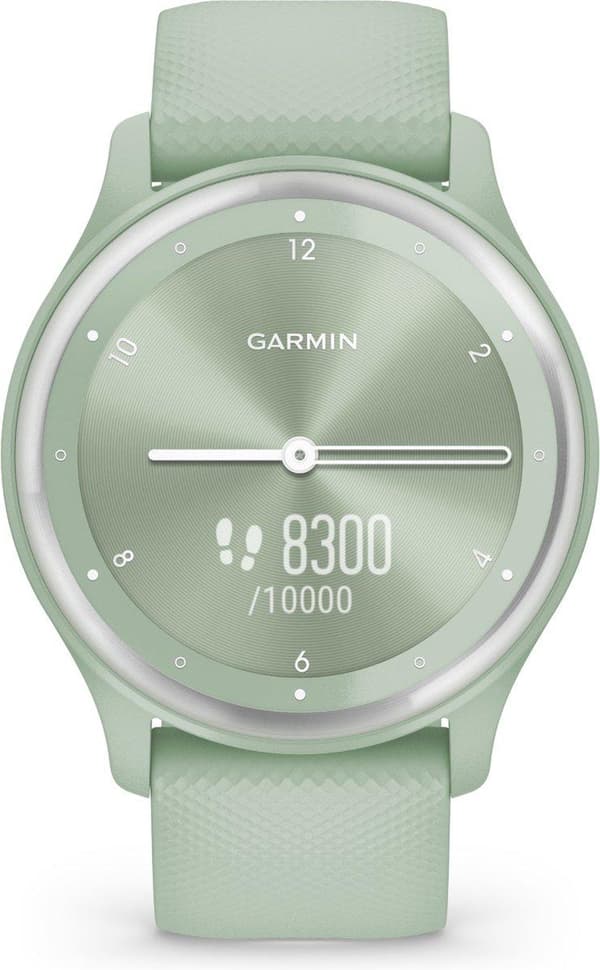 Garmin Vivomove Sport Hybrid smartwatch - Rigtige visere - Skjult touchskærm - Tilsluttet GPS - Cool mint/sølv
