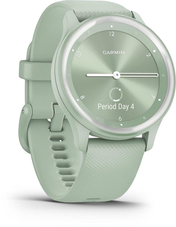 Garmin Vivomove Sport Hybrid smartwatch - Rigtige visere - Skjult touchskærm - Tilsluttet GPS - Cool mint/sølv