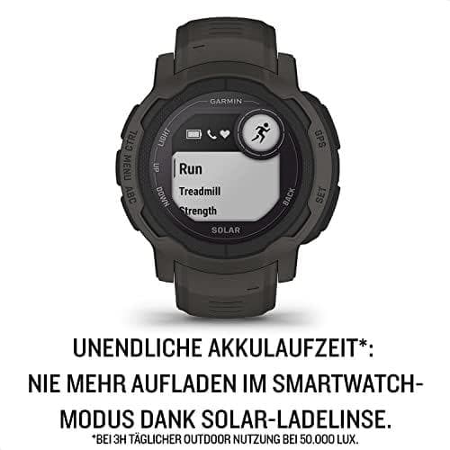 Garmin Instinct 2 Solar - 45 mm - kulsort - sportsur med bånd - silikone - håndledsstørrelse: 135-230 mm - monokromatisk - 32MB - Bluetooth, ANT+ - 53