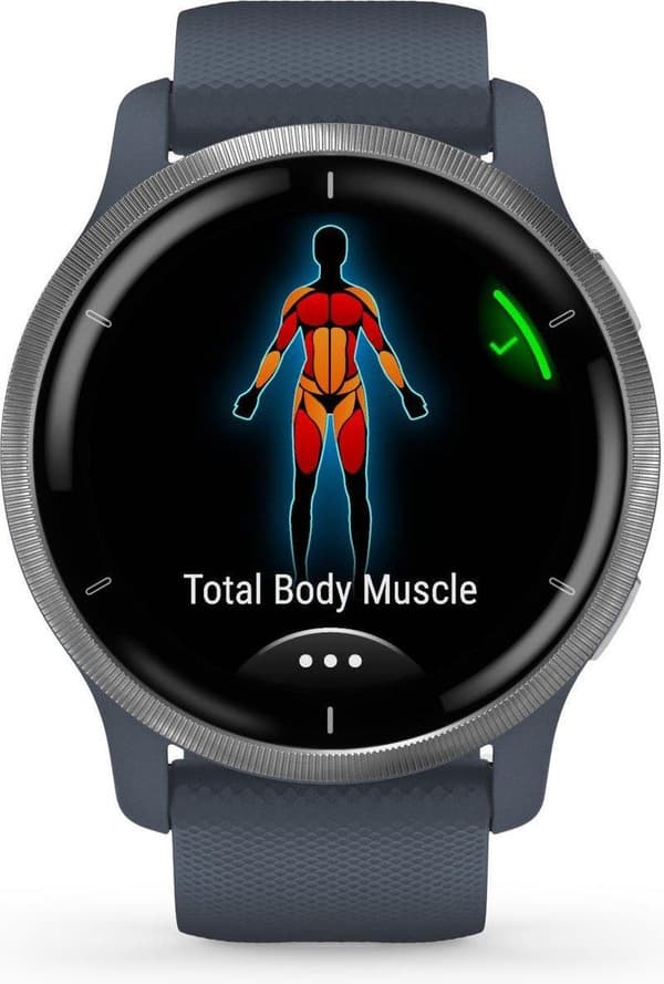 Garmin Venu 2 Health Smartwatch - Amoled touchscreen - Skridttæller - 11 dages batteri - Granitblå