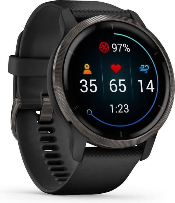 Garmin Venu 2 Health Smartwatch - Amoled touchscreen - Skridttæller - 10 dages batteri - Sort