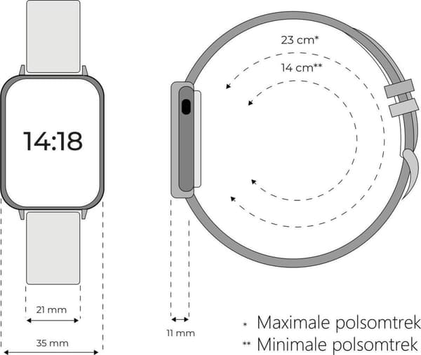 Denver Smartwatch - Let at returnere knap - Skridttæller - Ring/SMS - TUYA app - Søvnaktivitet - Puls, Blodtryksmåler, Sportstilstand - IP68 - SW164 -