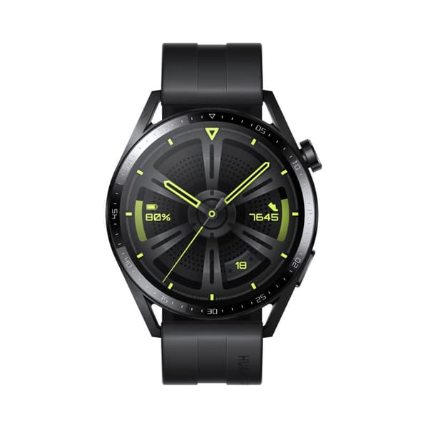 Huawei Watch GT 3 - Active Edition - 46 mm - Sort stål - smart ur med rem - fluorelastomer - sort - Håndledsstørrelse: 140-210 mm - Skærm 3,6 cm (1,43